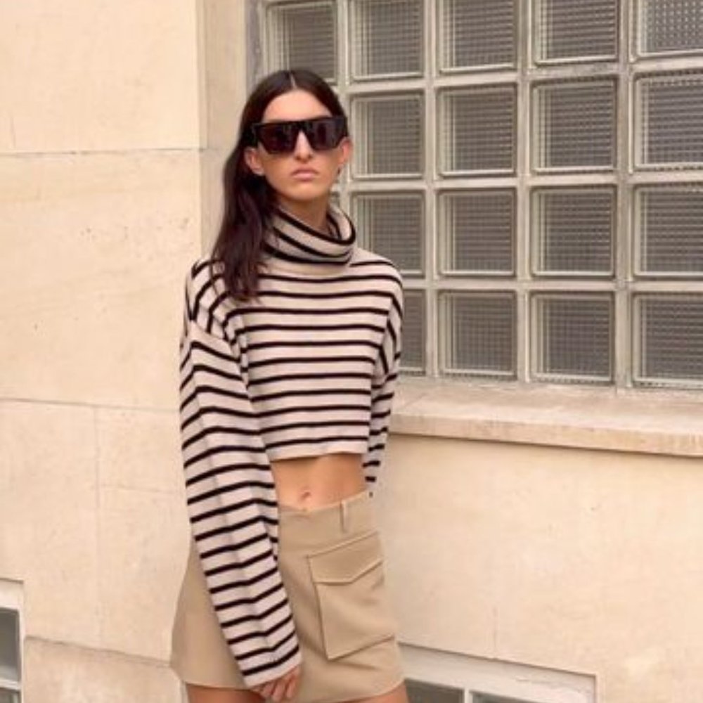 THE FRANKIE SHOP Black & Beige Athina Turtleneck